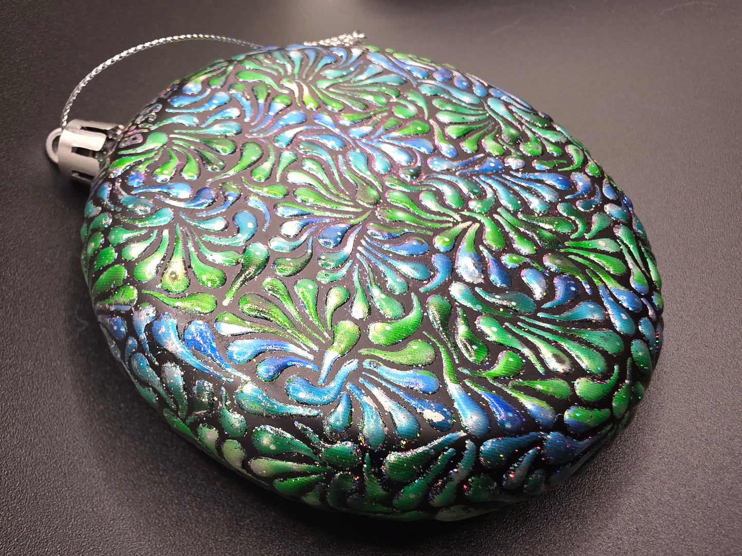 Swoosh Ornament - Blue Green White