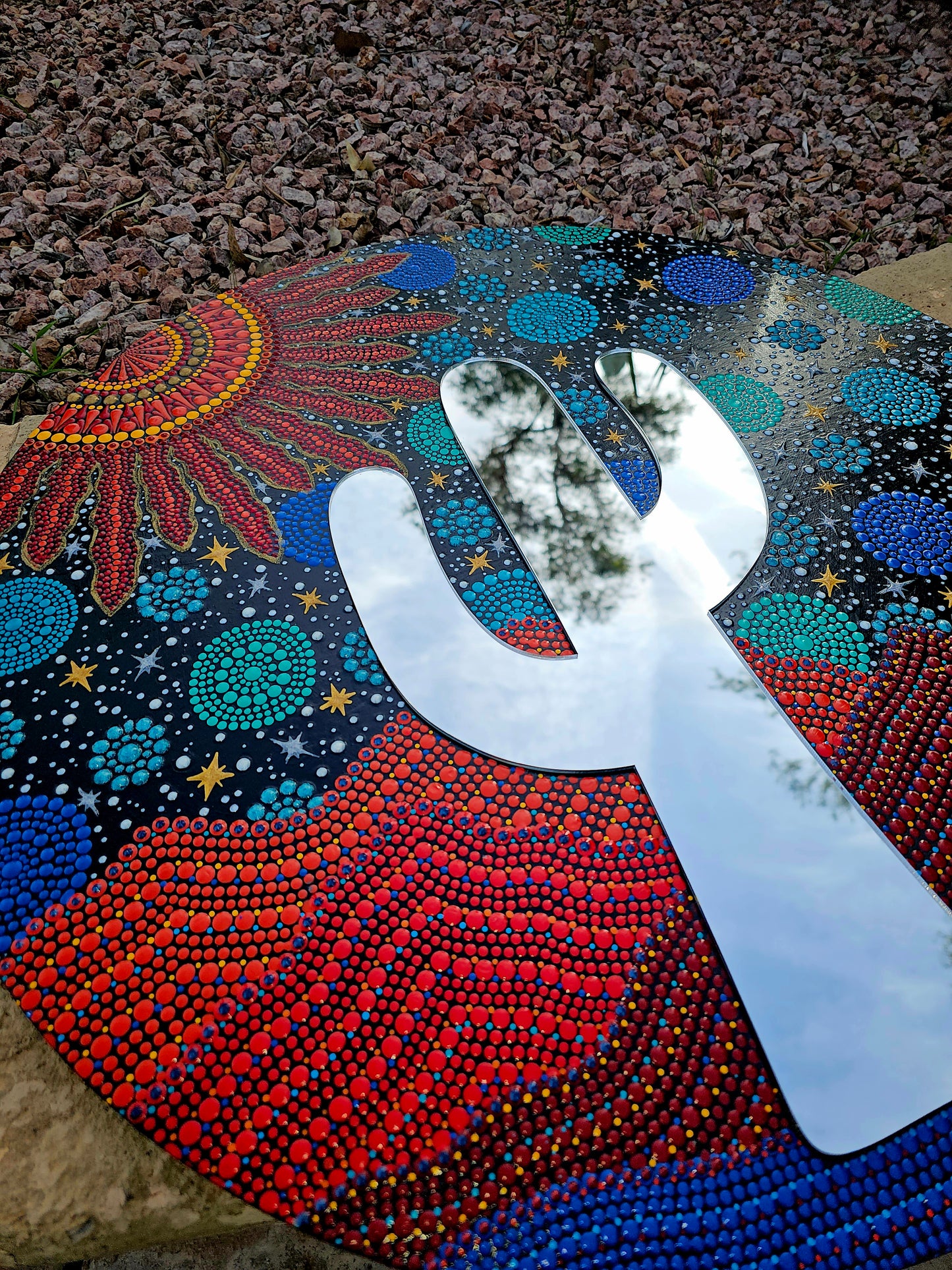 24" Cactus Mirror Landscape Painting