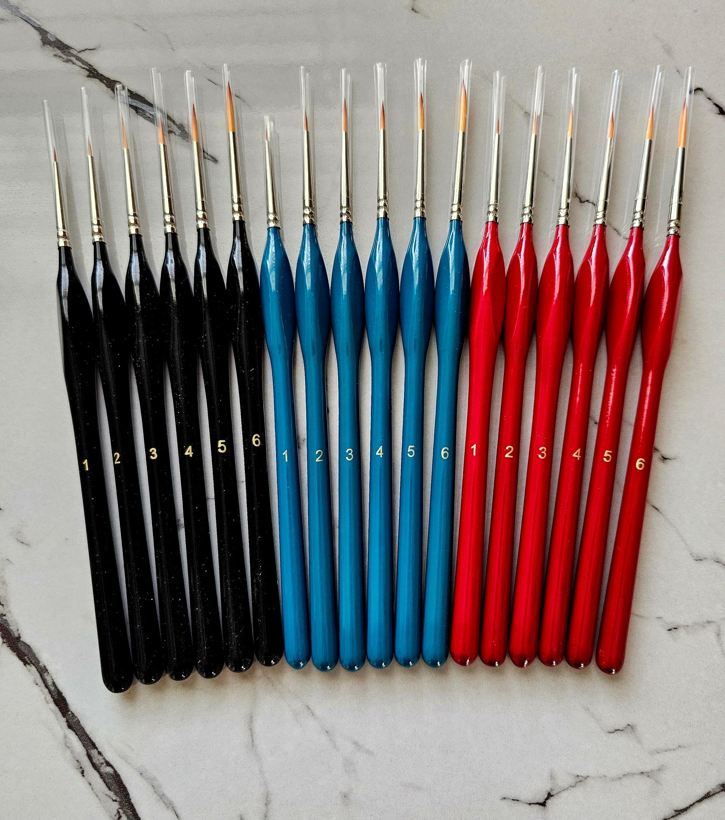 6 pc Nylon fine detail brushes for perfect swooshes
