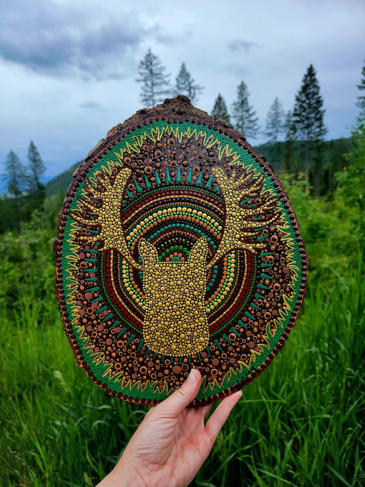 Moose Dot Painting on Wood