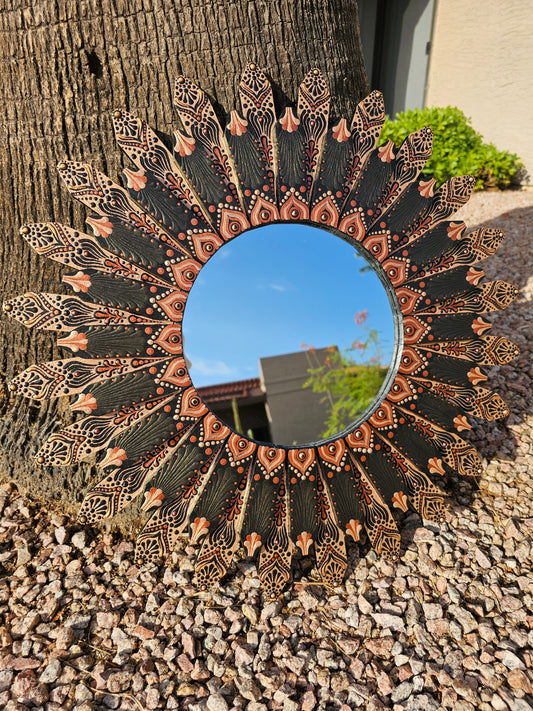 Boho Wooden Sun Mirror