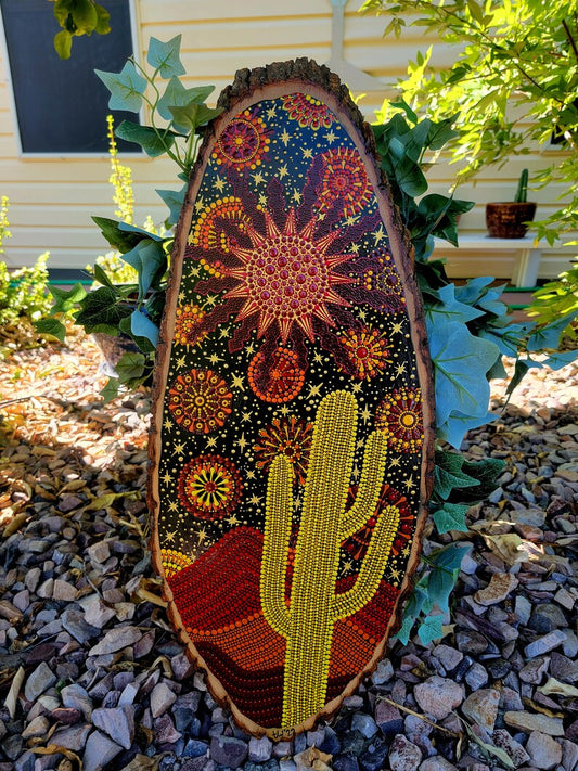 Hot Desert Landscape on Wood
